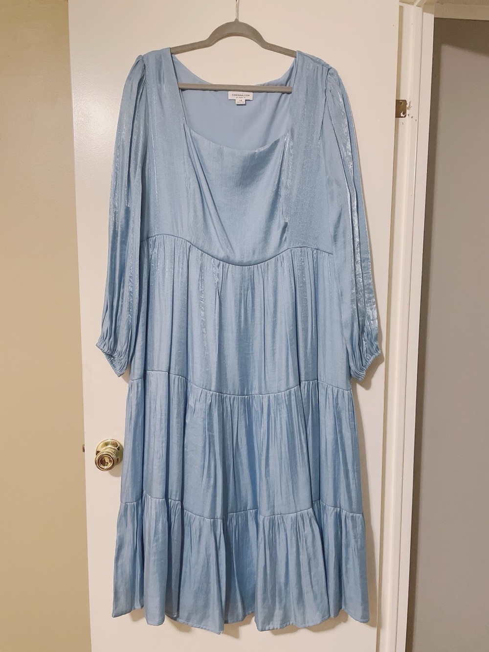 Chic Soul Blue Shimmer Shiny Midi Dress Size 1XL